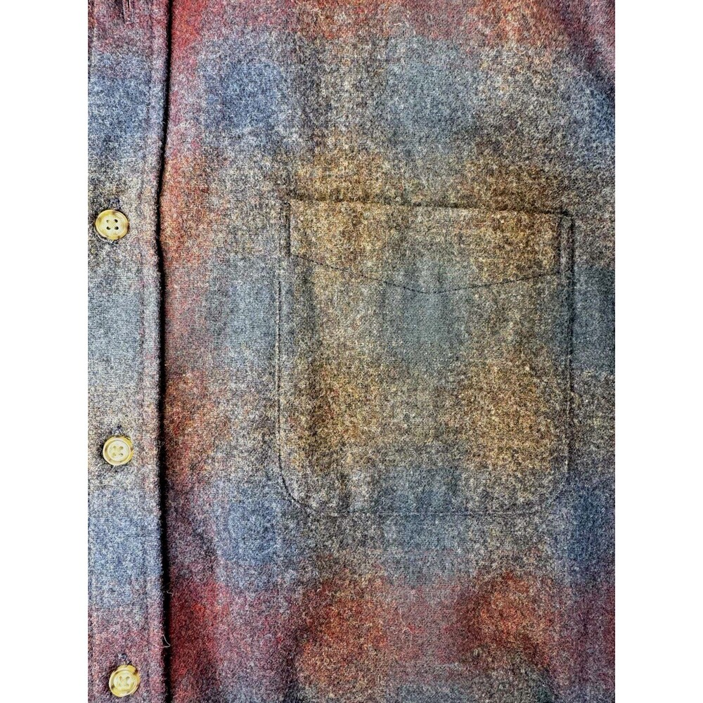 Pendleton Lodge Shirt Men’s Large Lng Virgin Wool Plaid Blue Gray Burgundy Camel - Picture 4 of 8